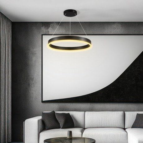 kelvo® VENOM  Κρεμαστό Φωτιστικό Οροφής LED 45W 4500lm 120° AC 220-240V IP20 Ρυθμιζόμενο Λευκό CCT με Χειριστήριο από 2700K έως 6000K Dimmable - Lumileds SMD Chip - Μαύρο Ματ - Μ60 x Π60 x Υ6.5cm