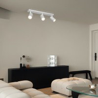 kelvo® SPOTA  Κινούμενο Φωτιστικό Σποτ Οροφής για 3 Λάμπες MR16 με Ντουί GU10 AC 220-240V IP20 - Λευκό Ματ - Μ48 x Π6.2 x Υ14cm