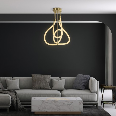 kelvo® GLOW  Φωτιστικό Οροφής LED 40W 4000lm 360° AC 220-240V IP20 Ρυθμιζόμενο Λευκό CCT με Χειριστήριο από 2700K έως 6000K Dimmable - Lumileds SMD Chip - Χρυσό Πλατίνα - Μ50 x Π50 x Υ70cm