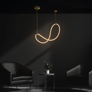 kelvo® GLOW  Κρεμαστό Φωτιστικό Οροφής LED 34W 3400lm 360° AC 220-240V IP20 Ρυθμιζόμενο Λευκό CCT με Χειριστήριο από 2700K έως 6000K Dimmable - Lumileds SMD Chip - Χρυσό Πλατίνα - Μ20 x Π35 x Υ120cm