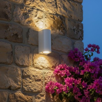 kelvo® MURANO  Φωτιστικό Τοίχου / Απλίκα για 2 Λάμπες MR16 με Ντουί GU10 AC 220-240V Αδιάβροχο IP65 - Λευκό Ματ - Μ8 x Π8 x Υ15cm