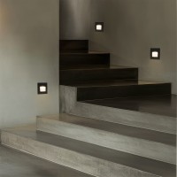 kelvo® STEPART  Χωνευτό Φωτιστικό Σκαλοπατιού / Διαδρόμου LED 3W 375lm 45° AC 220-240V Αδιάβροχο IP65 Θερμό Λευκό 2700K - Lumileds SMD Chip & TÜV SÜD Driver - Μαύρο Ματ - Μ8.5 x Π5 x Υ8.5cm / Q6.7 x 6.7cm