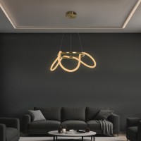 kelvo® GLOW  Κρεμαστό Φωτιστικό Οροφής LED 36W 3600lm 360° AC 220-240V IP20 Ρυθμιζόμενο Λευκό CCT με Χειριστήριο από 2700K έως 6000K Dimmable - Lumileds SMD Chip - Χρυσό Πλατίνα - Μ70 x Π70 x Υ40cm