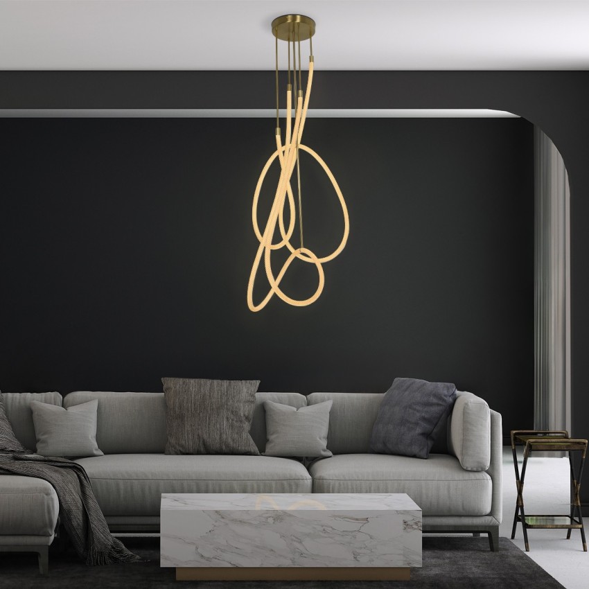 kelvo® GLOW  Φωτιστικό Οροφής LED 85W 8500lm 360° AC 220-240V IP20 Ρυθμιζόμενο Λευκό CCT με Χειριστήριο από 2700K έως 6000K Dimmable - Lumileds SMD Chip - Χρυσό Πλατίνα - Μ100 x Π100 x Υ140cm
