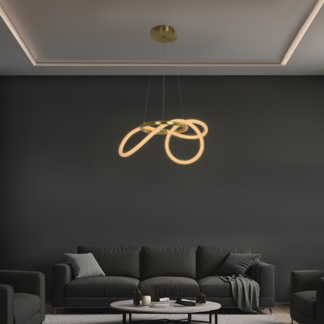 kelvo® GLOW  Κρεμαστό Φωτιστικό Οροφής LED 30W 3000lm 360° AC 220-240V IP20 Ρυθμιζόμενο Λευκό CCT με Χειριστήριο από 2700K έως 6000K Dimmable - Lumileds SMD Chip - Χρυσό Πλατίνα - Μ40 x Π40 x Υ30cm