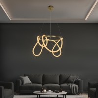 kelvo® GLOW  Κρεμαστό Φωτιστικό Οροφής LED 58W 5800lm 360° AC 220-240V IP20 Ρυθμιζόμενο Λευκό CCT με Χειριστήριο από 2700K έως 6000K Dimmable - Lumileds SMD Chip - Χρυσό Πλατίνα - Μ80 x Π80 x Υ40cm