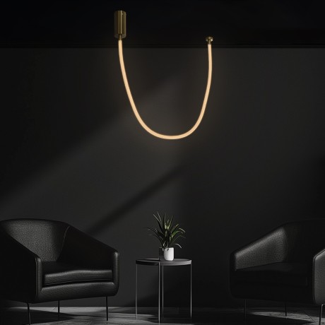 kelvo® GLOW  Κρεμαστό Φωτιστικό Οροφής LED 27W 2700lm 360° AC 220-240V IP20 Ρυθμιζόμενο Λευκό CCT με Χειριστήριο από 2700K έως 6000K Dimmable - Lumileds SMD Chip - Χρυσό Πλατίνα - Μ90 x Π9 x Υ95cm
