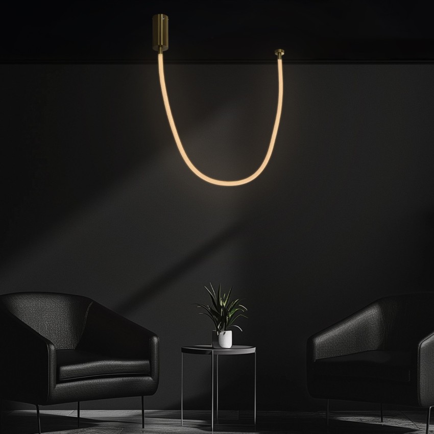 kelvo® GLOW  Κρεμαστό Φωτιστικό Οροφής LED 27W 2700lm 360° AC 220-240V IP20 Ρυθμιζόμενο Λευκό CCT με Χειριστήριο από 2700K έως 6000K Dimmable - Lumileds SMD Chip - Χρυσό Πλατίνα - Μ90 x Π9 x Υ95cm