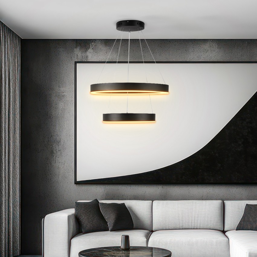 kelvo® VENOM  Κρεμαστό Φωτιστικό Οροφής LED 75W 7500lm 120° AC 220-240V IP20 Ρυθμιζόμενο Λευκό CCT με Χειριστήριο από 2700K έως 6000K Dimmable - Lumileds SMD Chip - Μαύρο Ματ - Μ60 x Π60 x Υ40cm