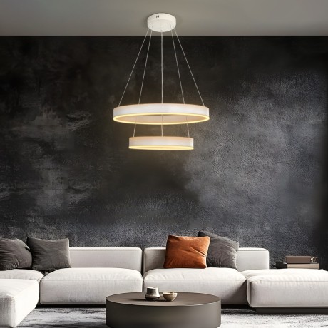 kelvo® VENOM  Κρεμαστό Φωτιστικό Οροφής LED 75W 7500lm 120° AC 220-240V IP20 Ρυθμιζόμενο Λευκό CCT με Χειριστήριο από 2700K έως 6000K Dimmable - Lumileds SMD Chip - Λευκό Ματ - Μ60 x Π60 x Υ40cm