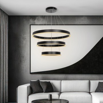 kelvo® VENOM  Κρεμαστό Φωτιστικό Οροφής LED 120W 12000lm 120° AC 220-240V IP20 Ρυθμιζόμενο Λευκό CCT με Χειριστήριο από 2700K έως 6000K Dimmable - Lumileds SMD Chip - Μαύρο Ματ - Μ80 x Π80 x Υ80cm