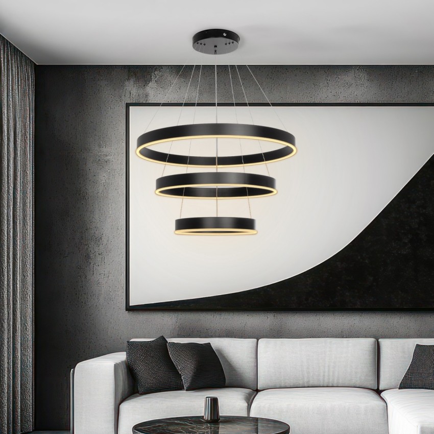 kelvo® VENOM  Κρεμαστό Φωτιστικό Οροφής LED 120W 12000lm 120° AC 220-240V IP20 Ρυθμιζόμενο Λευκό CCT με Χειριστήριο από 2700K έως 6000K Dimmable - Lumileds SMD Chip - Μαύρο Ματ - Μ80 x Π80 x Υ80cm