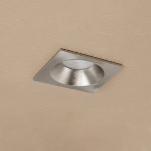 kelvo® EPSILON  Χωνευτό Φωτιστικό Downlight Σποτ Μπάνιου για Λάμπα MR16 με Ντουί GU10 AC 220-240V Αδιάβροχο IP65 - Νίκελ Βούρτσας - Μ8.5 x Π8.5 x Υ4.4cm / Q7.5cm x 7.5cm