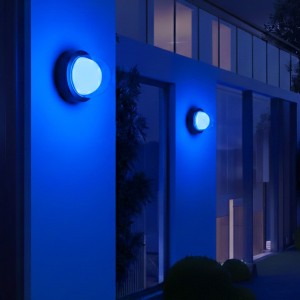 kelvo® NEXA  Φωτιστικό Τοίχου / Απλίκα LED 6W 360lm 180° AC 220-240V Αδιάβροχο IP65 Μπλε - Sanan SMD Chip & TÜV SÜD Driver - Μαύρο Ματ - Μ11 x Π8.5 x Υ11cm