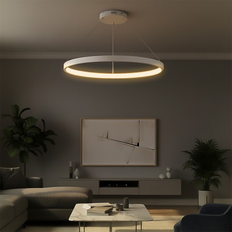 kelvo® NEMESIS  Κρεμαστό Φωτιστικό Οροφής LED 75W 7500lm 180° AC 220-240V IP20 Ρυθμιζόμενο Λευκό CCT με Χειριστήριο από 2700K έως 6000K Dimmable - Lumileds SMD Chip - Λευκό Ματ - Μ100 x Π100 x Υ4cm