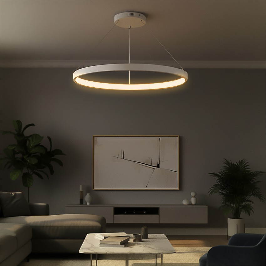 kelvo® NEMESIS  Κρεμαστό Φωτιστικό Οροφής LED 75W 7500lm 180° AC 220-240V IP20 Ρυθμιζόμενο Λευκό CCT με Χειριστήριο από 2700K έως 6000K Dimmable - Lumileds SMD Chip - Λευκό Ματ - Μ100 x Π100 x Υ4cm