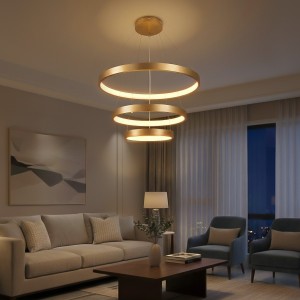 kelvo® NEMESIS  Κρεμαστό Φωτιστικό Οροφής LED 100W 10000lm 180° AC 220-240V IP20 Ρυθμιζόμενο Λευκό CCT με Χειριστήριο από 2700K έως 6000K Dimmable - Lumileds SMD Chip - Χρυσό Πλατίνα - Μ60 x Π60 x Υ60cm