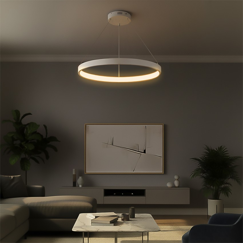 kelvo® NEMESIS  Κρεμαστό Φωτιστικό Οροφής LED 67W 6700lm 180° AC 220-240V IP20 Ρυθμιζόμενο Λευκό CCT με Χειριστήριο από 2700K έως 6000K Dimmable - Lumileds SMD Chip - Λευκό Ματ - Μ80 x Π80 x Υ4cm