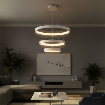 kelvo® NEMESIS  Κρεμαστό Φωτιστικό Οροφής LED 100W 10000lm 180° AC 220-240V IP20 Ρυθμιζόμενο Λευκό CCT με Χειριστήριο από 2700K έως 6000K Dimmable - Lumileds SMD Chip - Λευκό Ματ - Μ60 x Π60 x Υ60cm