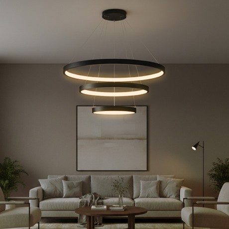 kelvo® NEMESIS  Κρεμαστό Φωτιστικό Οροφής LED 120W 12000lm 180° AC 220-240V IP20 Ρυθμιζόμενο Λευκό CCT με Χειριστήριο από 2700K έως 6000K Dimmable - Lumileds SMD Chip - Μαύρο Ματ - Μ80 x Π80 x Υ80cm