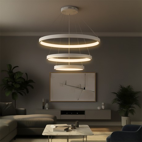 kelvo® NEMESIS  Κρεμαστό Φωτιστικό Οροφής LED 120W 12000lm 180° AC 220-240V IP20 Ρυθμιζόμενο Λευκό CCT με Χειριστήριο από 2700K έως 6000K Dimmable - Lumileds SMD Chip - Λευκό Ματ - Μ80 x Π80 x Υ80cm