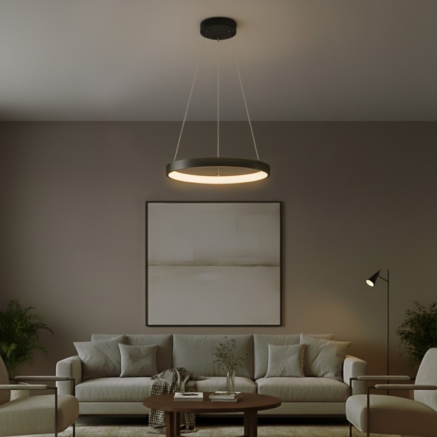 kelvo® NEMESIS  Κρεμαστό Φωτιστικό Οροφής LED 45W 4500lm 180° AC 220-240V IP20 Ρυθμιζόμενο Λευκό CCT με Χειριστήριο από 2700K έως 6000K Dimmable - Lumileds SMD Chip - Μαύρο Ματ - Μ60 x Π60 x Υ4cm