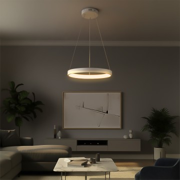 kelvo® NEMESIS  Κρεμαστό Φωτιστικό Οροφής LED 45W 4500lm 180° AC 220-240V IP20 Ρυθμιζόμενο Λευκό CCT με Χειριστήριο από 2700K έως 6000K Dimmable - Lumileds SMD Chip - Λευκό Ματ - Μ60 x Π60 x Υ4cm