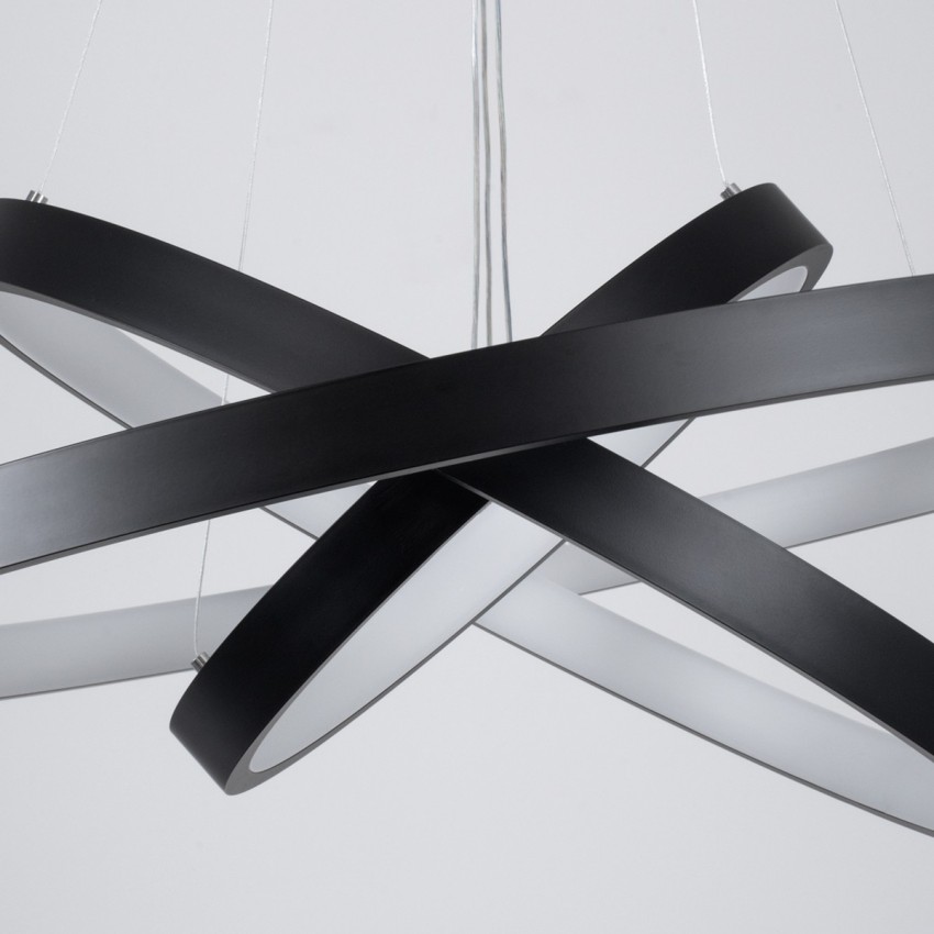 kelvo® NEMESIS  Κρεμαστό Φωτιστικό Οροφής LED 120W 12000lm 180° AC 220-240V IP20 Ρυθμιζόμενο Λευκό CCT με Χειριστήριο από 2700K έως 6000K Dimmable - Lumileds SMD Chip - Μαύρο Ματ - Μ80 x Π80 x Υ80cm