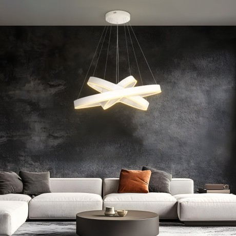 kelvo® VENOM  Κρεμαστό Φωτιστικό Οροφής LED 120W 12000lm 120° AC 220-240V IP20 Ρυθμιζόμενο Λευκό CCT με Χειριστήριο από 2700K έως 6000K Dimmable - Lumileds SMD Chip - Λευκό Ματ - Μ80 x Π80 x Υ80cm
