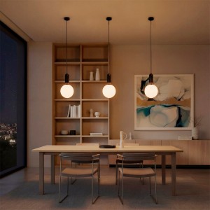 kelvo® ESTETICO  Κρεμαστό Φωτιστικό Οροφής για Λάμπα με Ντουί E27 AC 220-240V IP20 - Μαύρο Ματ & Λευκό - Μ20 x Π20 x Υ38cm