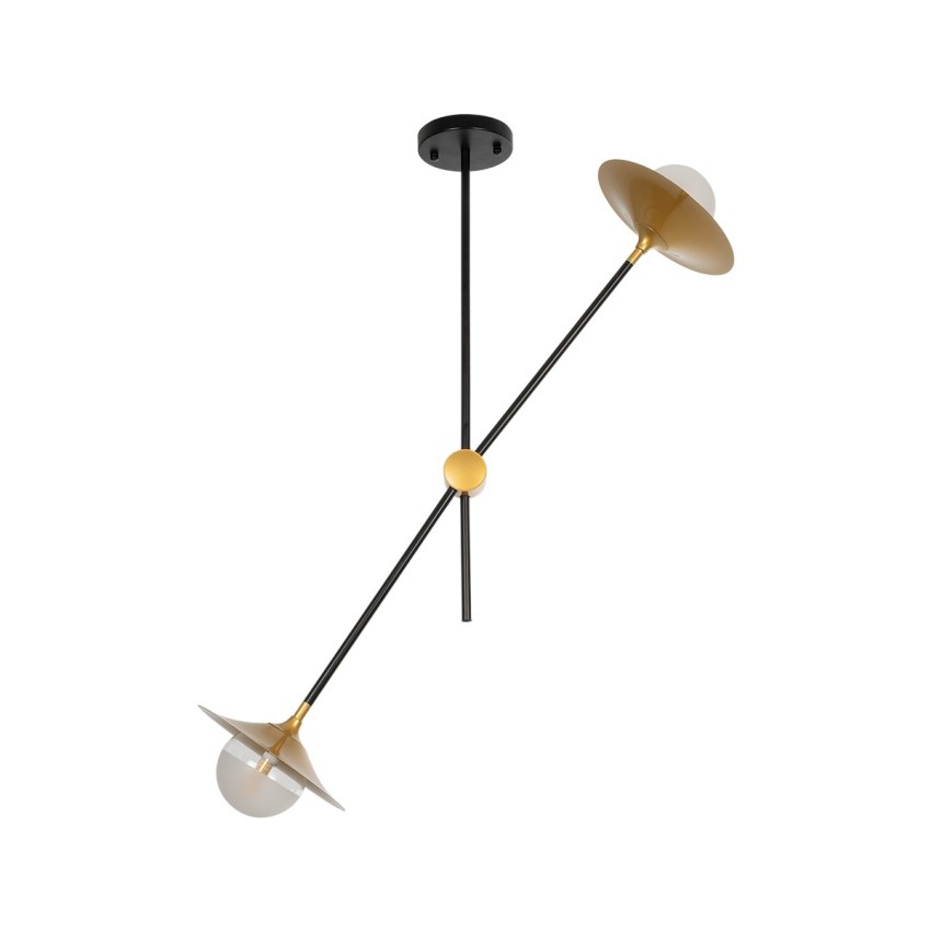 GLOBOSTAR® NOAH  Μοντέρνο Κρεμαστό Φωτιστικό Οροφής με Ντουί 1 x E27 AC 220-240V IP20 - Γκρι & Μπεζ - Μ16 x Π16 x Υ30cm