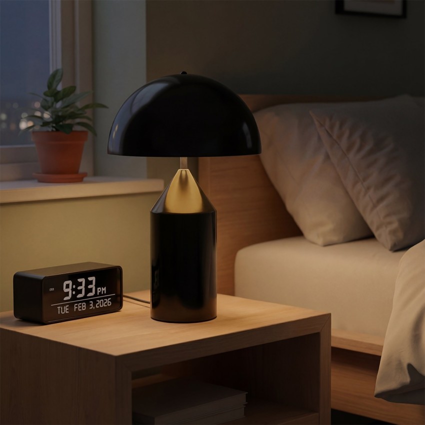 kelvo® URANUS  Επιτραπέζιο Φωτιστικό Πορτατίφ για 2 Λάμπες με Ντουί E27 AC 220-240V IP20 - Μαύρο Ματ - Μ35 x Π35 x Υ54cm