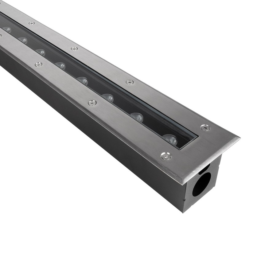 GLOBOSTAR® UNDERGROUND-REMVI  Χωνευτή Μπάρα Φωτισμού Wall Washer LED 18W 1530lm 10° DC 24V Αδιάβροχο IP68 Ultra Θερμό Λευκό 2200K Dimmable - Bridgelux SMD Chip - Ανοξείδωτο Ατσάλι 304 - Μ100 x Π9 x Υ7.2cm / Q98.2 x 7.6cm