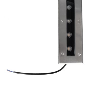 GLOBOSTAR® UNDERGROUND-REMVI  Χωνευτή Μπάρα Φωτισμού Wall Washer LED 18W 1530lm 10° DC 24V Αδιάβροχο IP68 Ultra Θερμό Λευκό 2200K Dimmable - Bridgelux SMD Chip - Ανοξείδωτο Ατσάλι 304 - Μ100 x Π9 x Υ7.2cm / Q98.2 x 7.6cm
