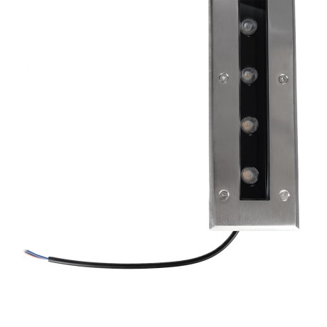 GLOBOSTAR® UNDERGROUND-REMVI  Χωνευτή Μπάρα Φωτισμού Wall Washer LED 18W 1530lm 10° DC 24V Αδιάβροχο IP68 Ultra Θερμό Λευκό 2200K Dimmable - Bridgelux SMD Chip - Ανοξείδωτο Ατσάλι 304 - Μ100 x Π9 x Υ7.2cm / Q98.2 x 7.6cm