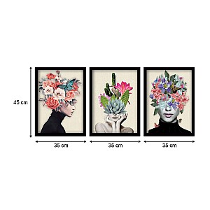 Πίνακας "Flower Girls" 3 τμχ. σε πλαίσιο 35x45x2εκ.