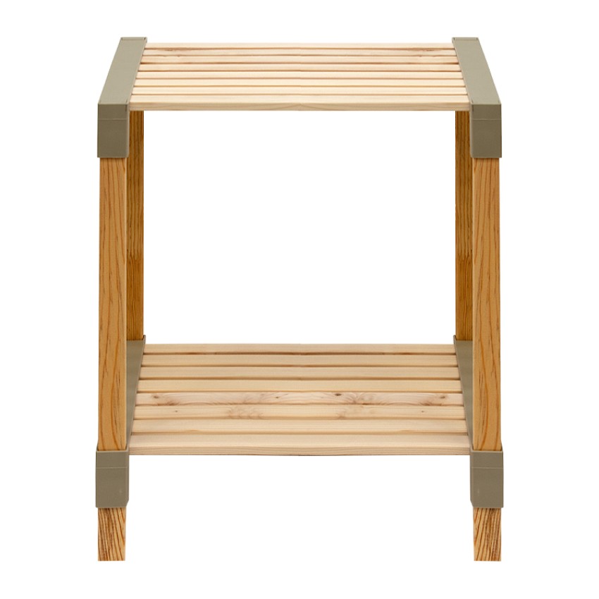 Τραπεζάκι βοηθητικό - κομοδίνο ξύλινο - πλαστικό χρώμα φυσικό - μπεζ 41x33x45εκ.