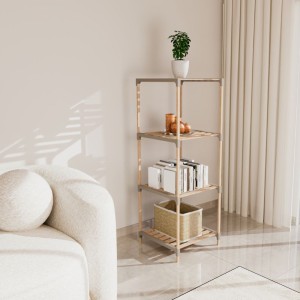 Ραφιέρα δαπέδου ξύλινη - πλαστική χρώμα φυσικό - μπεζ 41x33x113εκ. Ραφιέρα δαπέδου ξύλινη - πλαστική χρώμα φυσικό - μπεζ 41x33x113εκ.