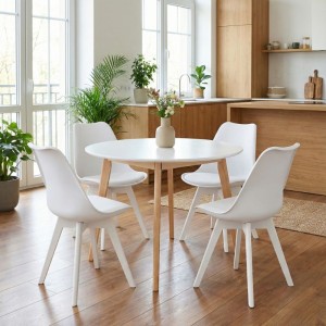 Καρέκλα τραπεζαρίας Viva PP - PU λευκό - ξύλινο λευκό πόδι 48,5x54x80εκ.