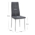 Καρέκλα τραπεζαρίας Rosa γκρι PU - μεταλλικό πόδι χρωμίου 41x48x98εκ.