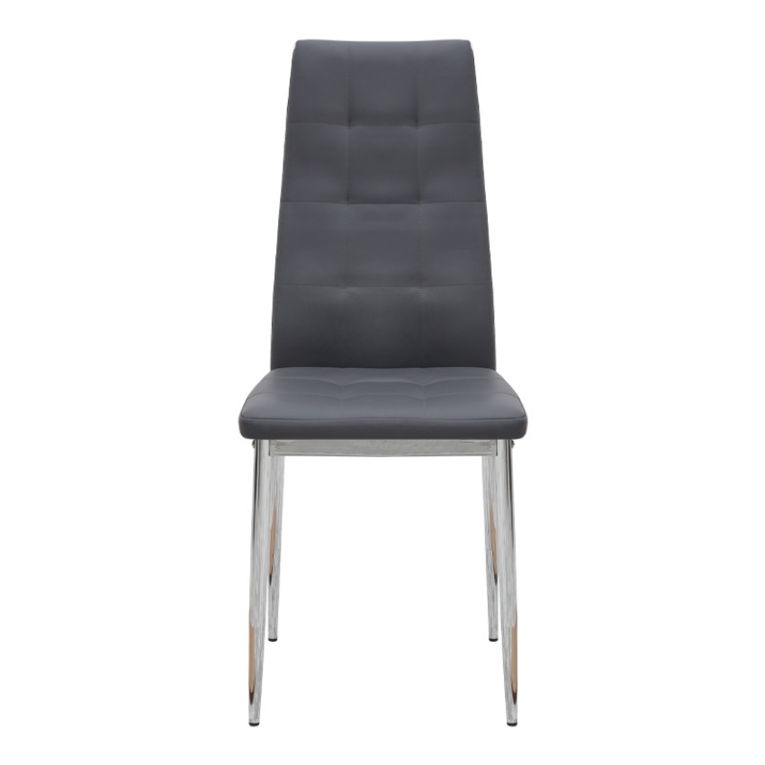 Καρέκλα τραπεζαρίας Rosa γκρι PU - μεταλλικό πόδι χρωμίου 41x48x98εκ.