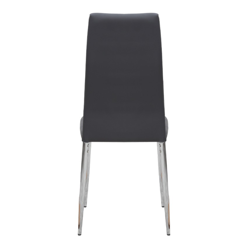 Καρέκλα τραπεζαρίας Rosa γκρι PU - μεταλλικό πόδι χρωμίου 41x48x98εκ.