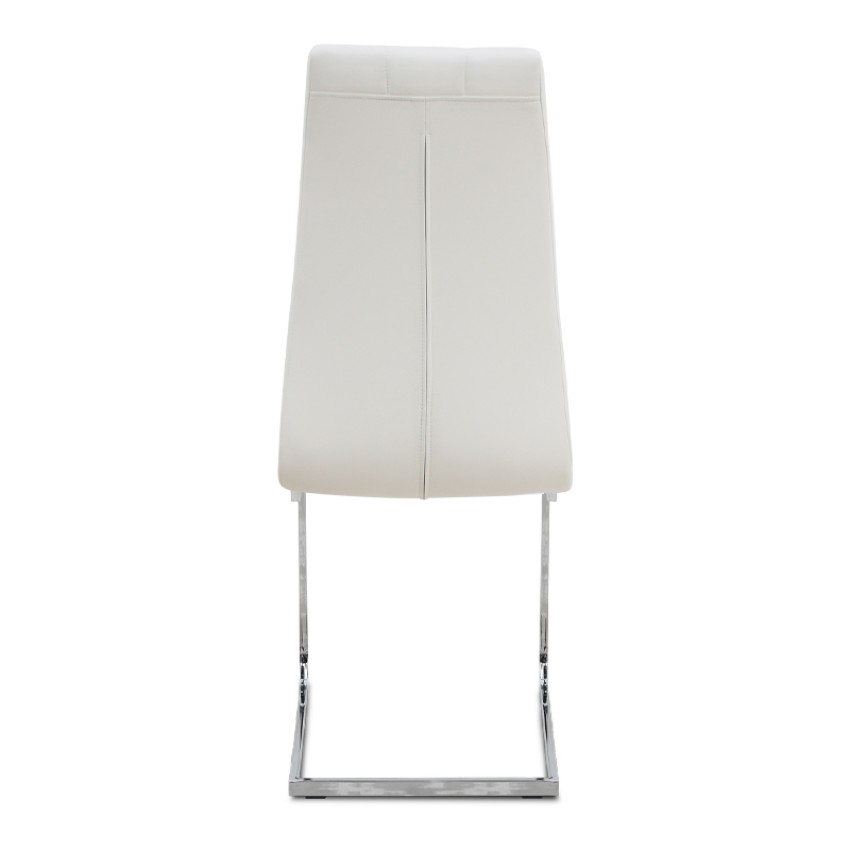 Καρέκλα τραπεζαρίας Vela λευκό PU - μεταλλική βάση χρωμίου 41x61x107εκ.