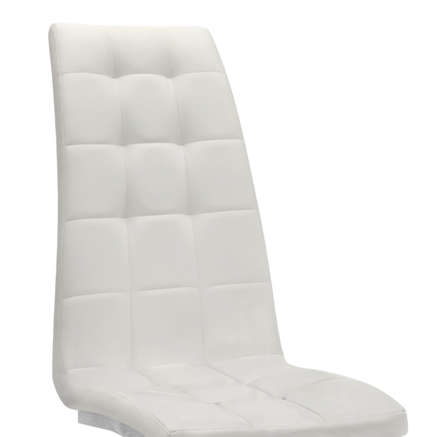 Καρέκλα τραπεζαρίας Vela λευκό PU - μεταλλική βάση χρωμίου 41x61x107εκ.