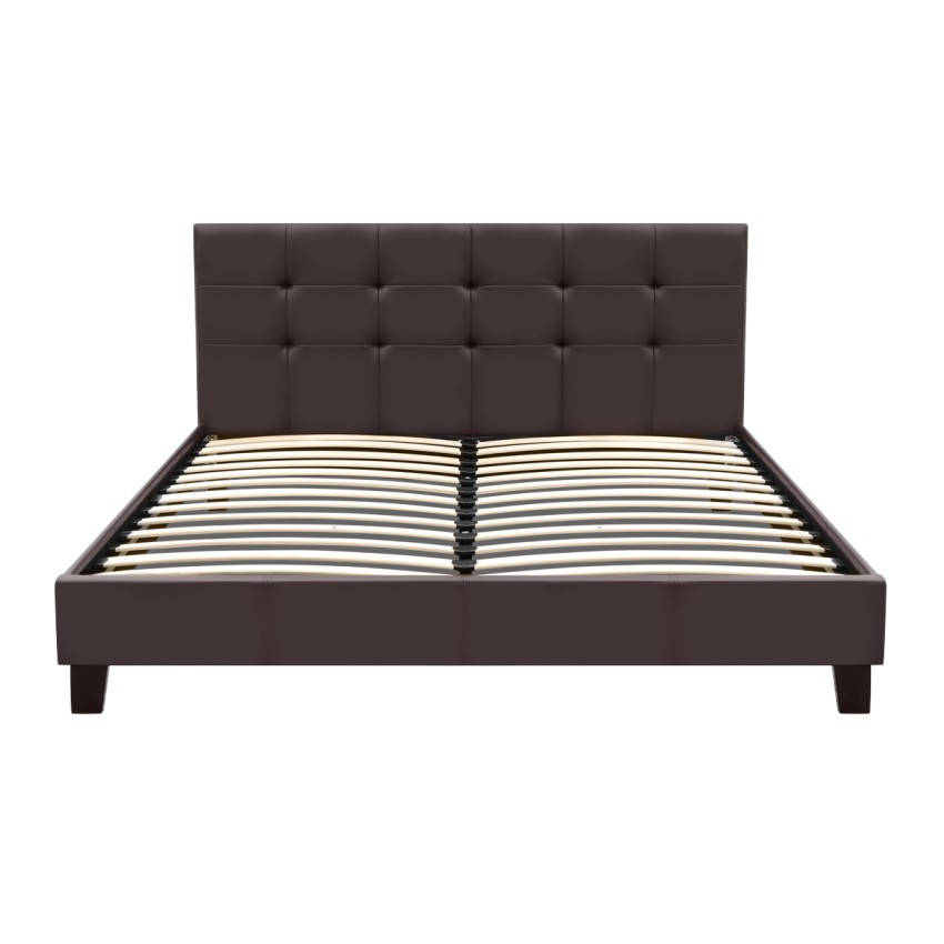 Κρεβάτι Sissy από τεχνόδερμα χρώμα καφέ 160x200εκ.