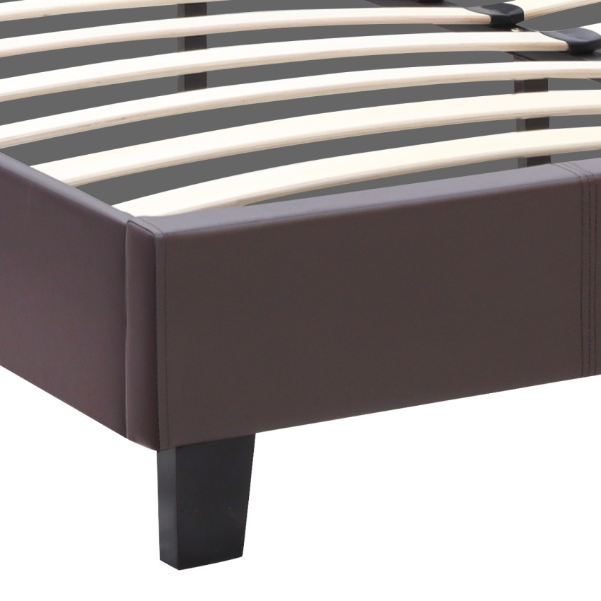 Κρεβάτι Sissy από τεχνόδερμα χρώμα καφέ 160x200εκ.