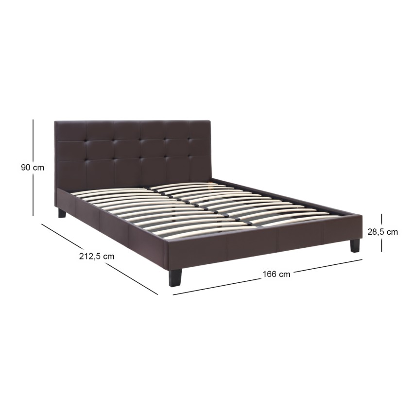 Κρεβάτι Sissy από τεχνόδερμα χρώμα καφέ 160x200εκ.