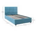 Κρεβάτι Kingston βελούδινο με αποθηκευτικό χώρο χρώμα γαλάζιο 120x200εκ.