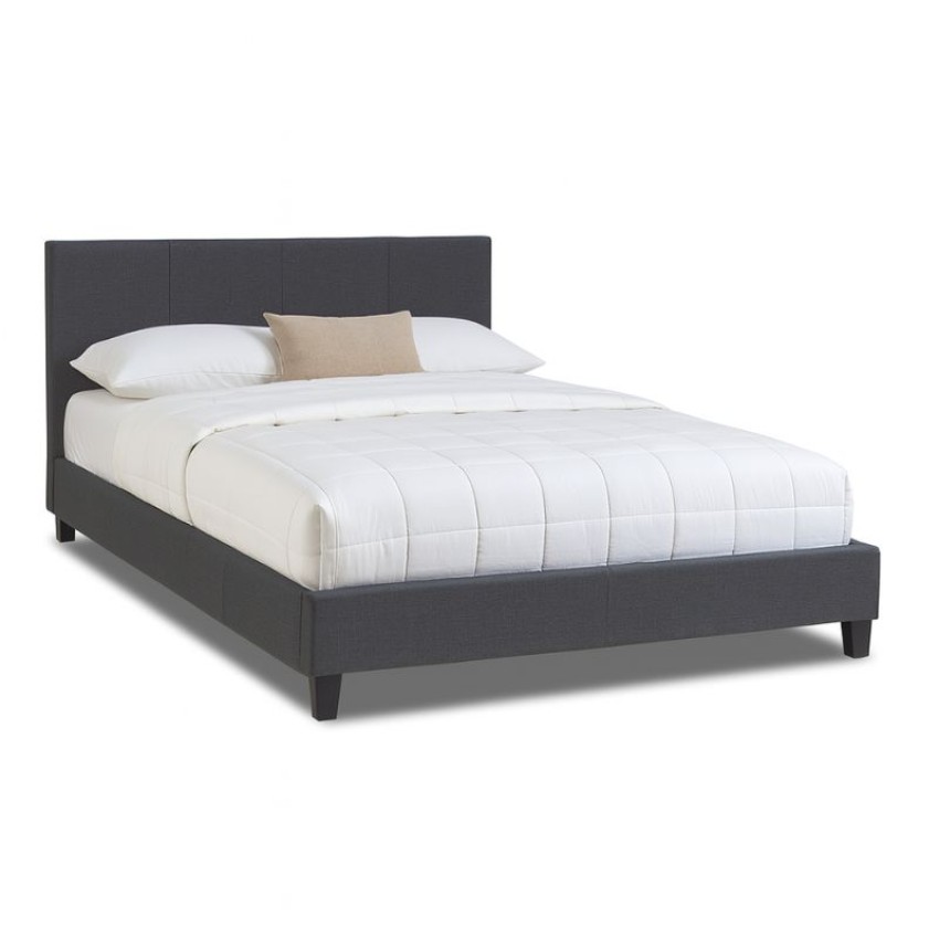 Κρεβάτι Flat υφασμάτινο χρώμα ανθρακί 160x200εκ.