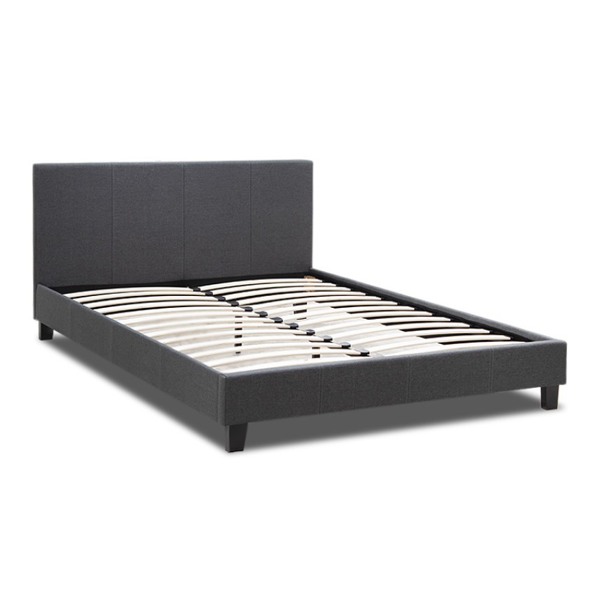 Κρεβάτι Flat υφασμάτινο χρώμα ανθρακί 160x200εκ.